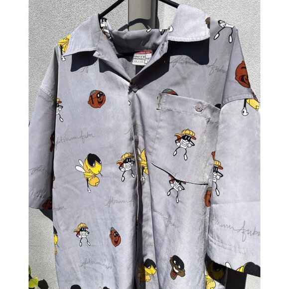 Vintage Platinum FUBU Men’s Sz L Shirt Button Down Short Sleeve Fat Albert - Picture 2 of 13